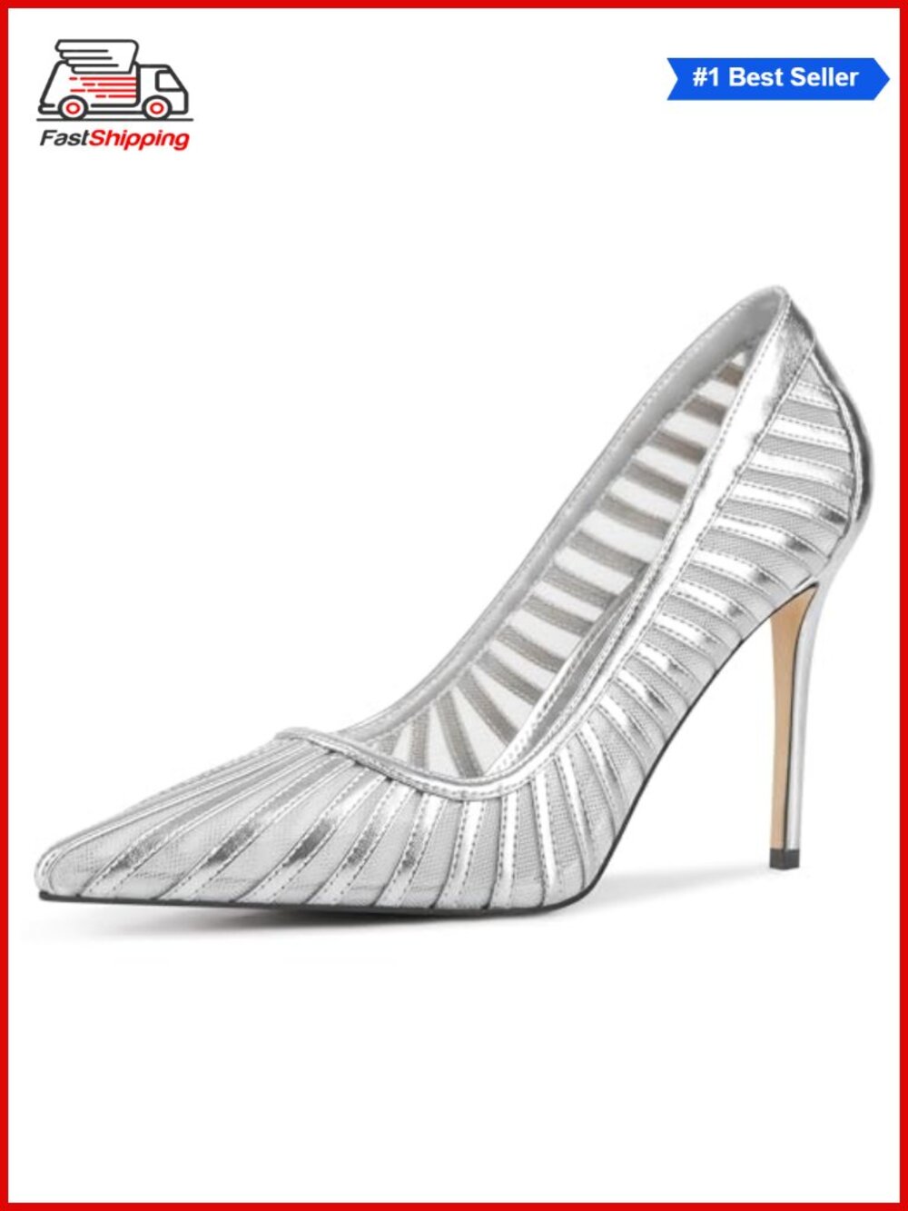 ✨ Women's Pointed Toe Mesh Striped Stiletto Heels
